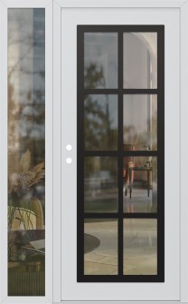 Diamond C16 52" x 80" white/white clear Glass Panel black RHI with Sidelite clear Glass