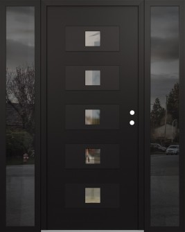 Diamond D8 68" x 80" black/black Clear Glass Panel black LHI with 2 Sidelites Mirrored Glass