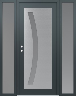 Diamond C4 68" x 80" anthracite/anthracite frosted Glass Panel stainless steel RHI with 2 Sidelites frosted Glass