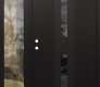 Modern Steel Front Door DIAMOND A6 52" X 80" BLACK/BLACK MIRRORED GLASS PANEL BLACK RHI WITH SIDELITE CLEAR GLASS