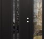 Modern Steel Front Door DIAMOND A8 52" X 80" BLACK/BLACK MIRRORED GLASS PANEL BLACK LHI WITH SIDELITE CLEAR GLASS