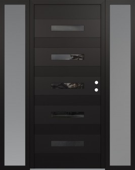 Diamond D9 68" x 80" black/black mirrored Glass Panel black LHI with 2 Sidelites frosted Glass