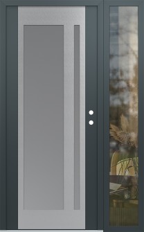 Diamond C15 52" x 80" anthracite/anthracite frosted Glass Panel stainless steel LHI with Sidelite clear Glass