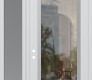Modern Steel Front Door Diamond C1 52" x 96" white/white clear Glass Panel stainless steel RHI with Sidelite and Transom frosted Glass