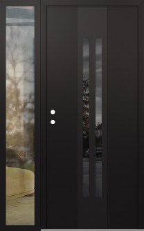 DIAMOND A8 48" X 80" BLACK/BLACK MIRRORED GLASS PANEL BLACK RHI WITH SIDELITE CLEAR GLASS