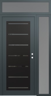 Diamond C11 50" x 96" anthracite/anthracite mirrored Glass Panel black LHI with Sidelite and Transom frosted Glass