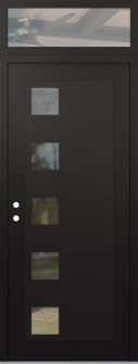 Diamond C5 36" x 96" black/black clear Glass Panel black RHI with Transom clear Glass