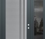 Modern Steel Front Door Diamond C6 48" x 96" anthracite/anthracite frosted Glass Panel stainless steel LHI with Sidelite and Transom mirrored Glass