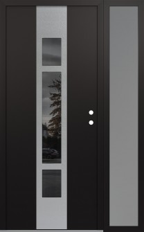 DIAMOND A9 52" X 80" BLACK/BLACK MIRRORED GLASS PANEL STAINLESS STEEL LHI WITH SIDELITE FROSTED GLASS