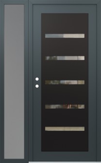 Diamond C7 52" x 80" anthracite/anthracite clear Glass Panel black RHI with Sidelite frosted Glass