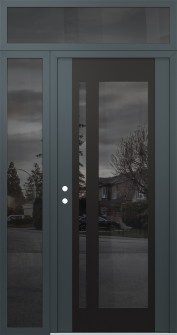 Diamond C15 52" x 96" anthracite/anthracite mirrored Glass Panel black RHI with Sidelite and Transom mirrored Glass