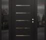 Modern Steel Front Door Diamond C11 60" x 80" black/black clear Glass Panel black LHI with 2 Sidelites mirrored Glass
