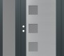 Modern Steel Front Door Diamond C5 48" x 80" anthracite/anthracite frosted Glass Panel stainless steel RHI with Sidelite frosted Glass