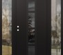 Modern Steel Front Door DIAMOND A10 60" X 80" BLACK/BLACK MIRRORED GLASS PANEL BLACK RHI WITH 2 SIDELITES CLEAR GLASS
