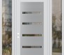 Modern Steel Front Door Diamond C7 68" x 96" white/white clear Glass Panel stainless steel RHI with 2 Sidelites and Transom clear Glass