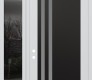 Modern Steel Front Door Diamond C6 52" x 96" white/white frosted Glass Panel black RHI with Sidelite and Transom mirrored Glass