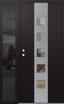 DIAMOND A13 48" X 80" BLACK/BLACK CLEAR GLASS PANEL STAINLESS STEEL RHI WITH SIDELITE MIRRORED GLASS