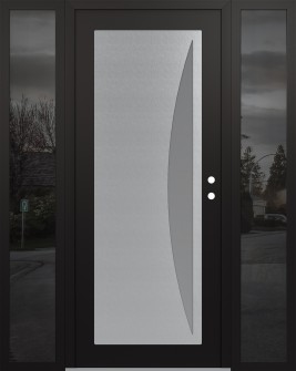 Diamond C13 60" x 80" black/white frosted Glass Panel stainless steel LHI with 2 Sidelites mirrored Glass