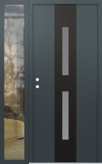 DIAMOND A6 52" X 80" ANTHRACITE/ANTHRACITE FROSTED GLASS PANEL BLACK RHI WITH SIDELITE CLEAR GLASS