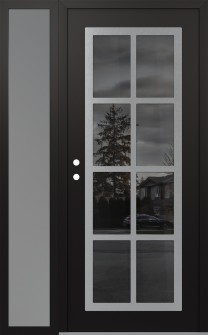 Diamond C16 52" x 80" black/black mirrored Glass Panel stainless steel RHI with Sidelite frosted Glass