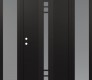Modern Steel Front Door DIAMOND A4 60" X 80" BLACK/WHITE FROSTED GLASS PANEL BLACK RHI WITH 2 SIDELITES FROSTED GLASS