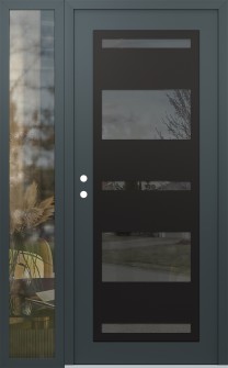 Diamond C10 50" x 80" anthracite/anthracite mirrored Glass Panel black RHI with Sidelite clear Glass