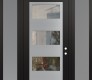 Modern Steel Front Door Diamond C2 60" x 96" black/black clear Glass Panel stainless steel LHI with 2 Sidelites and Transom frosted Glass
