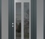 Modern Steel Front Door Diamond C14 60" x 96" anthracite/anthracite mirrored Glass Panel stainless steel RHI with 2 Sidelites and Transom frosted Glass