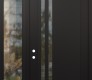 Modern Steel Front Door Diamond C6 52" x 96" black/black clear Glass Panel black RHI with Sidelite and Transom clear Glass