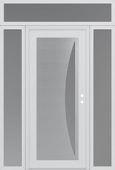 Diamond C13 60" x 96" white/white frosted Glass Panel stainless steel LHI with 2 Sidelites and Transom frosted Glass