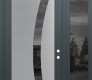 Modern Steel Front Door Diamond C4 50" x 96" anthracite/anthracite mirrored Glass Panel stainless steel LHI with Sidelite and Transom mirrored Glass