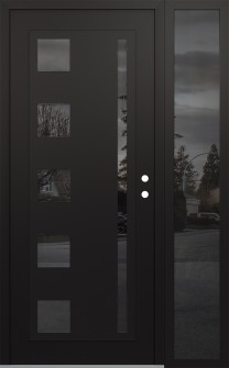 Diamond C3 48" x 80" black/black mirrored Glass Panel black LHI with Sidelite mirrored Glass
