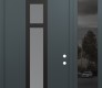 Modern Steel Front Door DIAMOND A9 48" X 96" ANTHRACITE/ANTHRACITE FROSTED GLASS PANEL BLACK LHI WITH SIDELITE AND TRANSOM MIRRORED GLASS