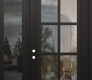 Modern Steel Front Door Diamond C16 50" x 96" black/black clear Glass Panel black RHI with Sidelite and Transom mirrored Glass