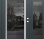 Modern Steel Front Door Diamond C1 48" x 80" anthracite/anthracite mirrored Glass Panel stainless steel LHI with Sidelite mirrored Glass