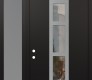 Modern Steel Front Door DIAMOND A10 50" X 96" BLACK/BLACK CLEAR GLASS PANEL STAINLESS STEEL RHI WITH SIDELITE AND TRANSOM FROSTED GLASS
