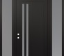 Modern Steel Front Door Diamond C6 60" x 96" black/white frosted Glass Panel black RHI with 2 Sidelites and Transom frosted Glass