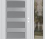 Modern Steel Front Door Diamond C9 48" x 80" white/white frosted Glass Panel stainless steel LHI with Sidelite clear Glass