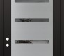 Modern Steel Front Door Diamond C7 36" x 96" black/black mirrored Glass Panel stainless steel RHI with Transom frosted Glass