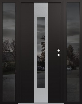 DIAMOND A1 64" X 80" BLACK/BLACK MIRRORED GLASS PANEL STAINLESS STEEL LHI WITH 2 SIDELITES MIRRORED GLASS