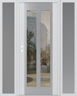 Diamond C14 68" x 80" white/white clear Glass Panel stainless steel RHI with 2 Sidelites frosted Glass