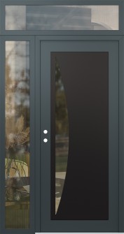 Diamond C13 52" x 96" anthracite/anthracite clear Glass Panel black RHI with Sidelite and Transom clear Glass