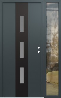 DIAMOND A7 48" X 80" ANTHRACITE/ANTHRACITE FROSTED GLASS PANEL BLACK LHI WITH SIDELITE CLEAR GLASS