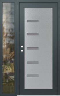 Diamond C8 48" x 80" anthracite/anthracite frosted Glass Panel stainless steel RHI with Sidelite clear Glass