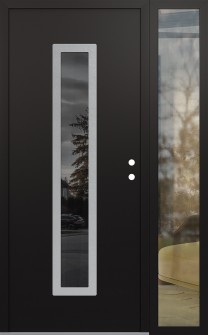 DIAMOND A11 52" X 80" BLACK/BLACK MIRRORED GLASS PANEL STAINLESS STEEL LHI WITH SIDELITE CLEAR GLASS