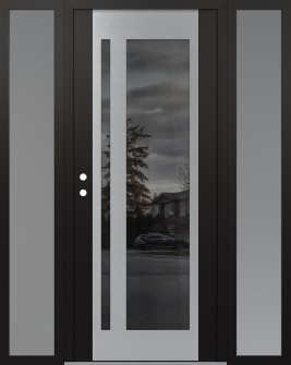 Diamond C15 60" x 80" black/black mirrored Glass Panel stainless steel RHI with 2 Sidelites frosted Glass
