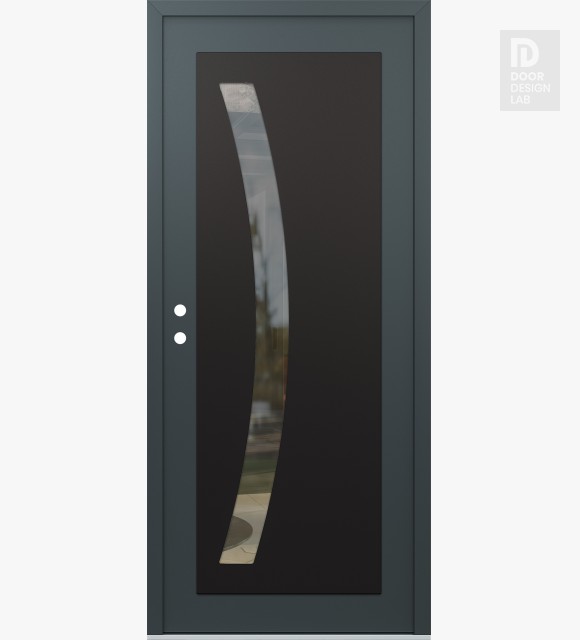Modern Steel Front Door Diamond C4 36" x 80" anthracite/anthracite clear Glass Panel black RHI