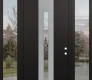 DIAMOND A2 60" X 96" BLACK/BLACK CLEAR GLASS PANEL STAINLESS STEEL RHI WITH 2 SIDELITES AND TRANSOM CLEAR GLASS