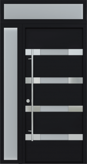 MODERN FRONT STEEL DOOR AURA BLACK/WHITE 49 1/4" X 95 11/16" RHI + SIDEITE LEFT/TRANSOM