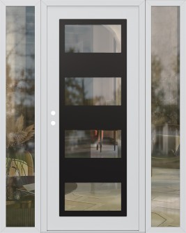 Diamond C2 64" x 80" white/white clear Glass Panel black RHI with 2 Sidelites clear Glass